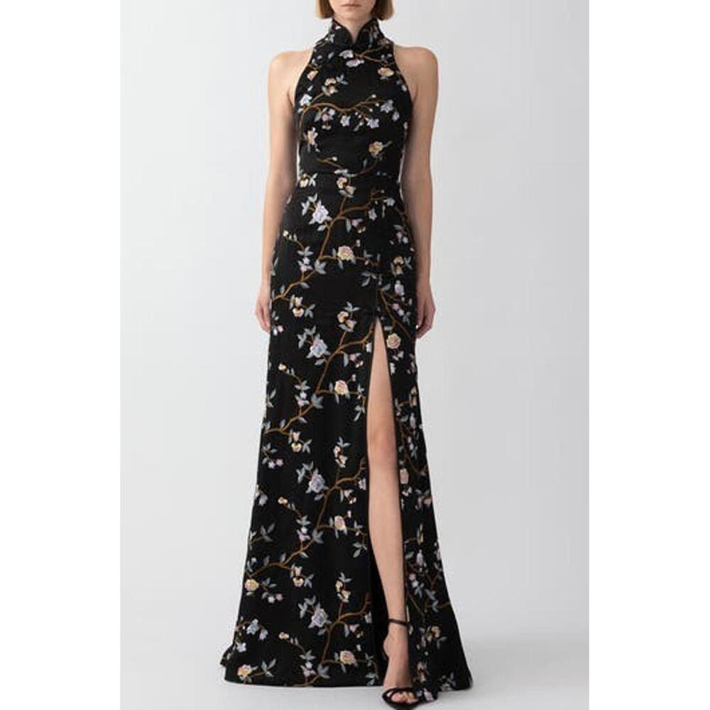 NEW, SAU LEE Ariana Floral Embroidered Satin Gown Size 8 #LD02